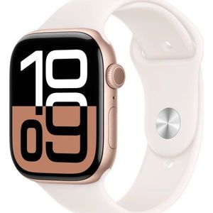 Apple Watch Series 10 GPS + Cellular 46 mm Rose Gold Aluminium Case met licht Blush Sport Band - S/M