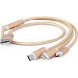 Gembird USB charging combo 3-in-1 cable, gold, 1m