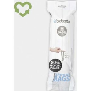 Brabantia Perfectfit Afvalzakken Met Trekbandsluiting Rol Recycled Code H 50-60L 10St wit Wit