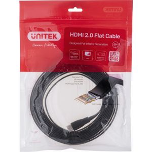 UNITEK HDMI CABLE 2.0 4K60HZ FLAT 5M C11063BK-5M - Kabel - digitaal/Display/Video HDMI kabel 5 m HDMI Type A (Standaard) Zwart