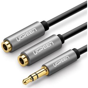 UGREEN AUX Audio splitter met jack 3,5 mm cable, 20cm (zilver)