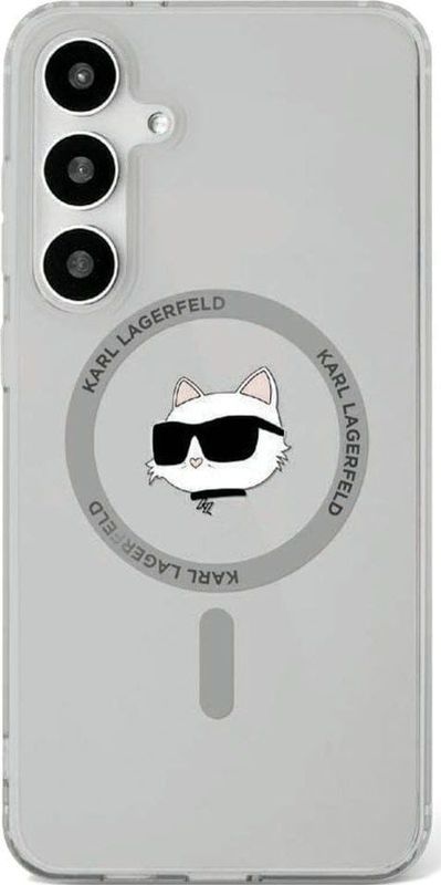 Karl Lagerfeld Etui Button Choupette Head Printed Logo MagSafe Samsung Galaxy S25 Plus zwart