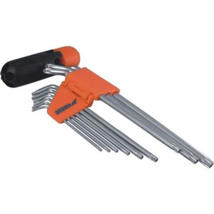 Dedra Torx pin wrench set type L T10-T50 met hole 9 pieces (0654)