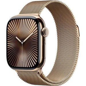 Apple Watch Series 10 GPS + Cellular 42 mm Gold Titanium Case met Gold Milanese Loop