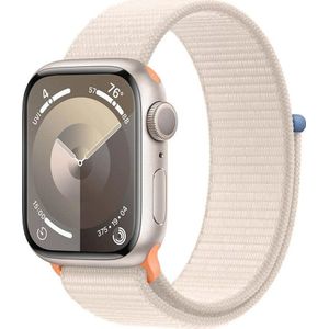 Apple Watch Series 9 GPS, 41mm Starlight Aluminium Case met Starlight Sport Loop