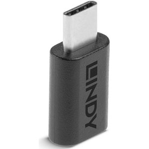 Lindy 41896 tussenstuk voor kabels USB-C Micro-B Zwart