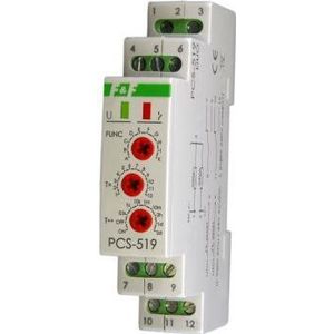 F&F relais czasowy 2P 8A 0,1sek-576h 12V AC/DC multifunctioneel (PCS-519 12V)