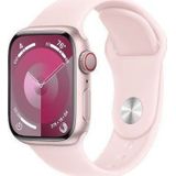 Apple Watch Series 9 GPS + Cellular 41mm roze Aluminium Case met licht roze Sport Band - M/L