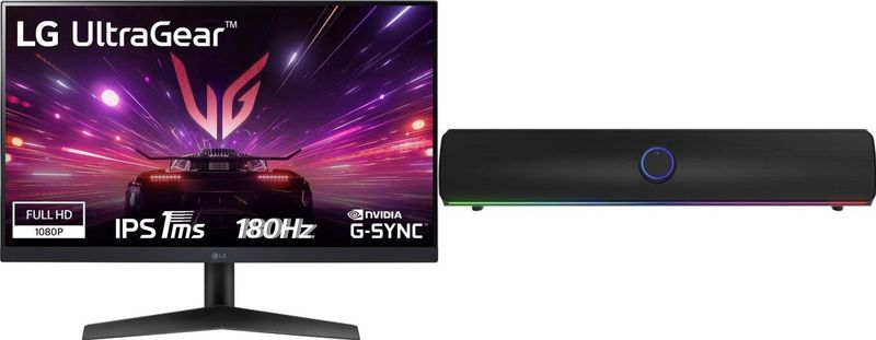 LG Monitor UltraGear 24GS60F-B + Soundbar Genesis Helium 312BT (NCS-2185)