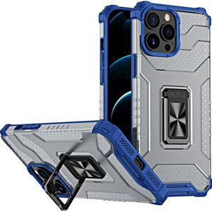 Hurtel Crystal Ring Case pancerne hybrydowe etui hoes + magnetisch houder iPhone 11 Pro blauw