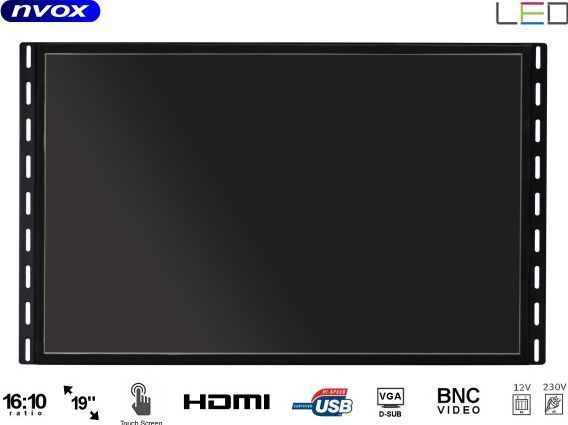 Nvox Touch monitor open frame led 19cali vga hdmi usb bnc 12v 230v
