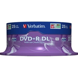 Verbatim DVD+R Double Layer 8x Matt Silver 25pk Spindle 8,5 GB DVD+R DL 25 stuk(s)