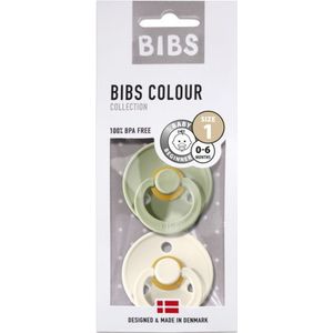 Bibs Fopspeen T1 0-6M 2-Pack kleur Latex/Rond Sage/Ivory