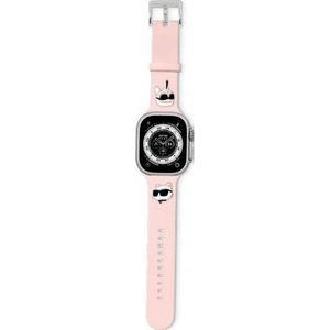 Karl Lagerfeld band KLAWMSLKCNP Apple Watch 4/5/6/7/SE/8/9 40/41mm strap 3D Rubber Karl&Choupette Heads roze/roze