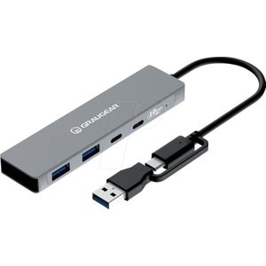 GrauGear 10Gbps USB-HUB 4x USB 3.2, 2x Type-C en 2x Type-A