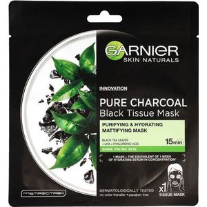 Garnier Skin Naturals Pure Charcoal masker w płacie zwart Tissue - zwart thee 28g