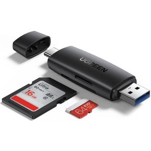 UGREEN Adapter USB + USB-C CM304 Card Reader SD + microSD (zwart)