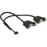 Delock USB Kabel Pinheader 10Pin -> 2x A Bu/Bu 0.25m