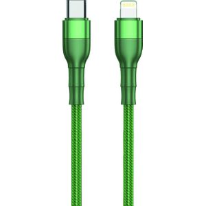 2GO USB Lade-/gegevenskabel Type C - Lightning Nylon 1m groen