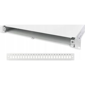 Patch paneel FO 24 LC duplex 19 inch 1U, Retractable, Gland PG13.5 & PG16, Ties/Holders, grijs