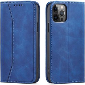 Hurtel Magnet Fancy Case case voor iPhone 12 Pro Max card wallet cover blauw