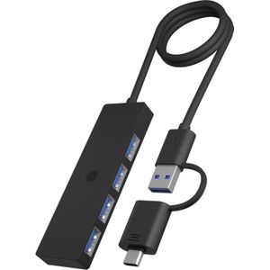 ICY BOX IB-HUB1424-C3 USB 3.2 Gen 1 (3.1 Gen 1) Type-A + Type-C 5000 Mbit/s Zwart
