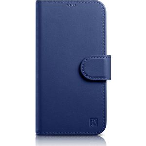 iCarer Wallet Case 2in1 etui iPhone 14 Pro leer hoes met klapką Anti-RFID blauw (WMI14220726-BU)