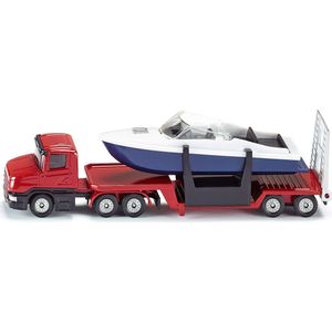 Siku - 1613 - Dieplader met Boot - Rood/Blauw/Wit - Metaal/Kunststof
