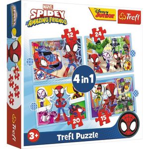 Trefl - Puzzles -  inch4in1 (12, 15, 20, 24) inch - Spiday's team / Spiday and his Amazing Friends
