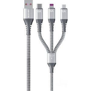 Wekome Kabel USB USB-A - USB-C + microUSB + Lightning 1.2 m zilver (WK-WDC-170_SILVER)