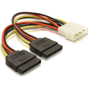 Qoltec Kabel adapter POWER MOLEX | 2xSATA | 0.2m