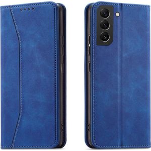 Hurtel Magnet Fancy Case etui voor Samsung Galaxy S22+ (S22 Plus) hoes portemonnee na kaarten kaartenę standaard blauw