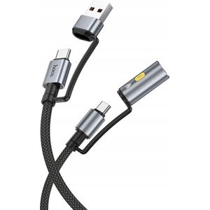 Hoco kabel All-in-one USB A / type C voor type C / aansteker auto 3A 60W U138 1,2 m zwart