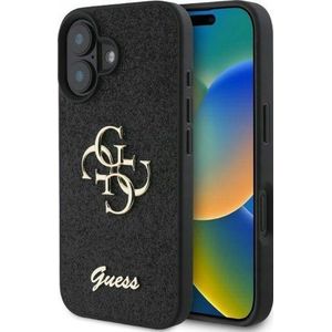 GUESS Fixed Glitter Big 4G voor iPhone 16 zwart