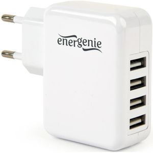 EnerGenie , universele USB lader, 15 Watt, 3.1 A, 4 uitgangsaansluitingen (4 x USB) - wit