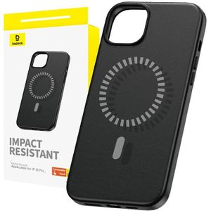 Baseus Magnetic Phone Case voor iPhone 15 Pro Fauxther Series (zwart)
