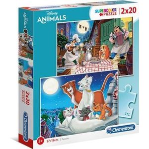 Puzzel (2x20 stukjes) Disney dieren Aristocats + Lilli en The Tramp