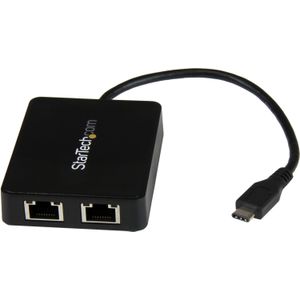 StarTech USB-C naar dual Gigabit Ethernet adapter met USB (Type-A) poort