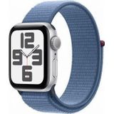 Apple Watch SE GPS 40mm zilver Aluminium Case met Winter blauw Sport Loop
