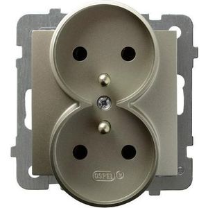 Ospel AS double socket met ground satin licht (GP-2GRZ/m/45)