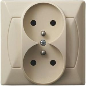 Ospel Accent GP-2AZ/00 double socket met beige ground (GP-2AZ/01)