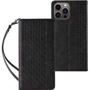 Hurtel Magnet Strap Case etui iPhone 14 Pro hoes met klapką portemonnee mini riem standaard zwart