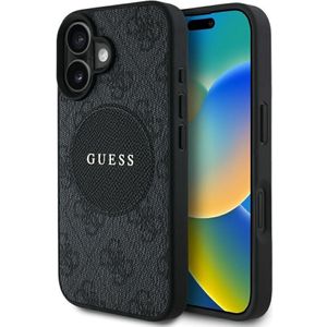 GUESS Etui 4G Circle Classic Logo MagSafe voor iPhone 16 zwart