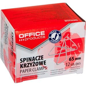 Office Products Cross clips, 65mm, 12piece, zilver