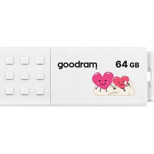GOODRAM USB flash disk, USB 2.0, 64GB, UME2, wit�y, UME2-0640W0R11-V, USB A, met os�on�