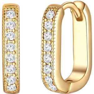 Lulu & Jane - Creolen aus Metall in Gelbgold mit verziert mit Kristallen von Swarovski® 1 ct Damen (42.99 € / 1 ct)