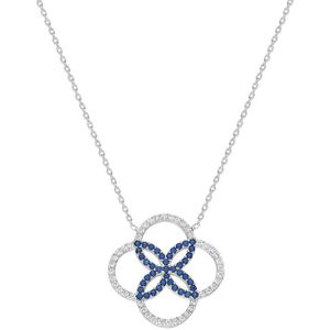 dKeniz - Kette 925/- Sterling Silber Zirkonia blau Ketten 1 ct Weiss Damen (63.65 € / 1 ct)