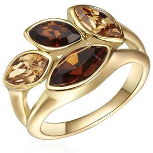 Lulu & Jane - Ring aus Metall-Legierung in gelbgold mit verziert mit Kristallen von Swarovski® Ringe 1 ct Damen (49.99 € / 1 ct)