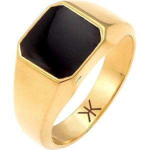 KUZZOI - Herren Siegelring Emaille Schwarz Basic 925 Silber Ringe 1 ct (79.99 € / 1 ct)