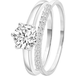 Lucardi - Silberring Ringe 1 ct Damen (31.99 € / 1 ct)